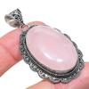 Rose Quartz Gemstone Handmade 925 Sterling Silver Jewelry Pendant 2.17" AH-896