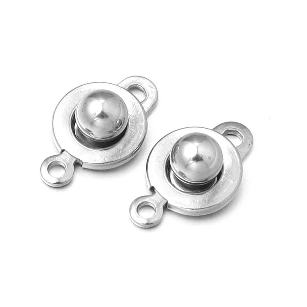 2pcs/lot Stainless Steel Round Snap Button Clasps Jewelry Connector Fastener For DIY Necklace Bracelet Making Supplies Accessory