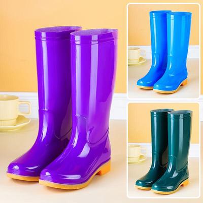 Женские флисовые непромокаемые резиновые ботинки-хайтопы с нескользящей подошвой