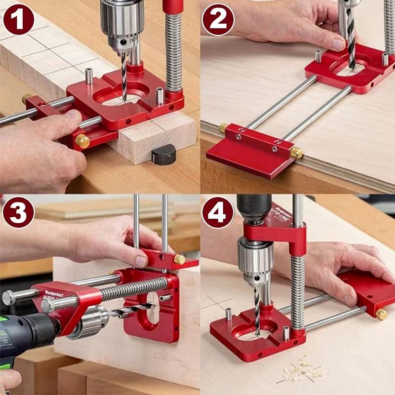 Локатор сверления Прецизионный локатор сверления по дереву Бытовой инструмент для сверления по дереву из легированной стали Инструмент для самостоятельной сборки мебели