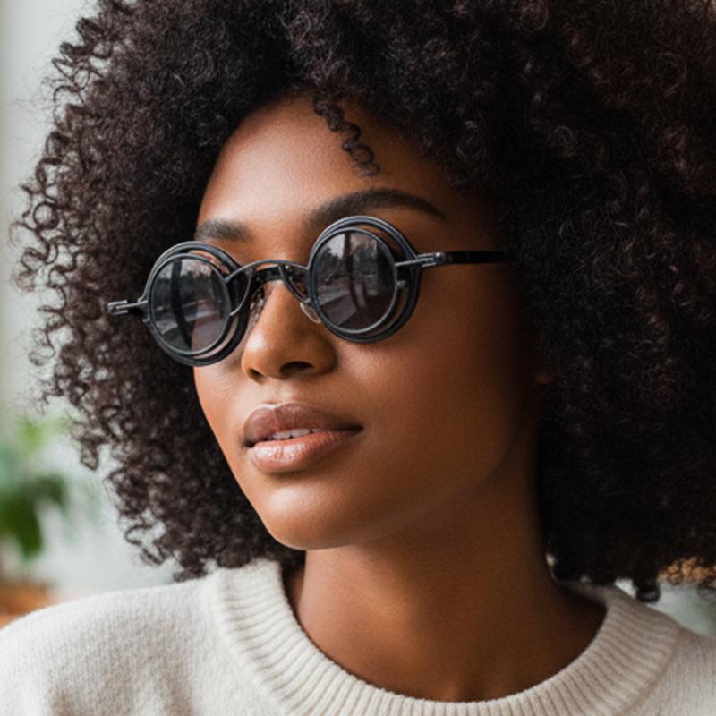 High Quality High End Designer Style Retro Trendy Alloy Metal Round Shaped For Both Male Men Female Sun Glasses