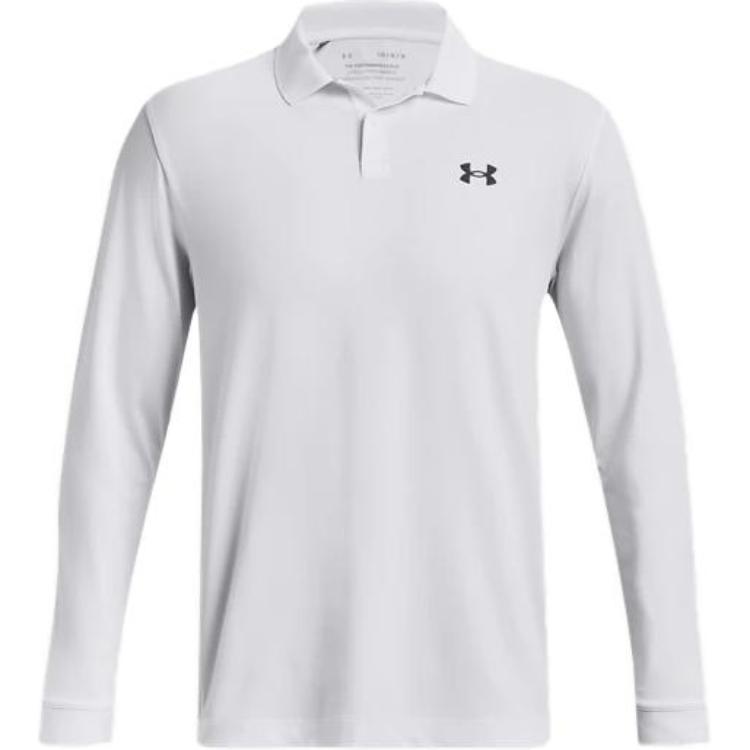 Under Armour Однотонная рубашка поло с длинным рукавом с принтом, мужская, белая 1379728-100