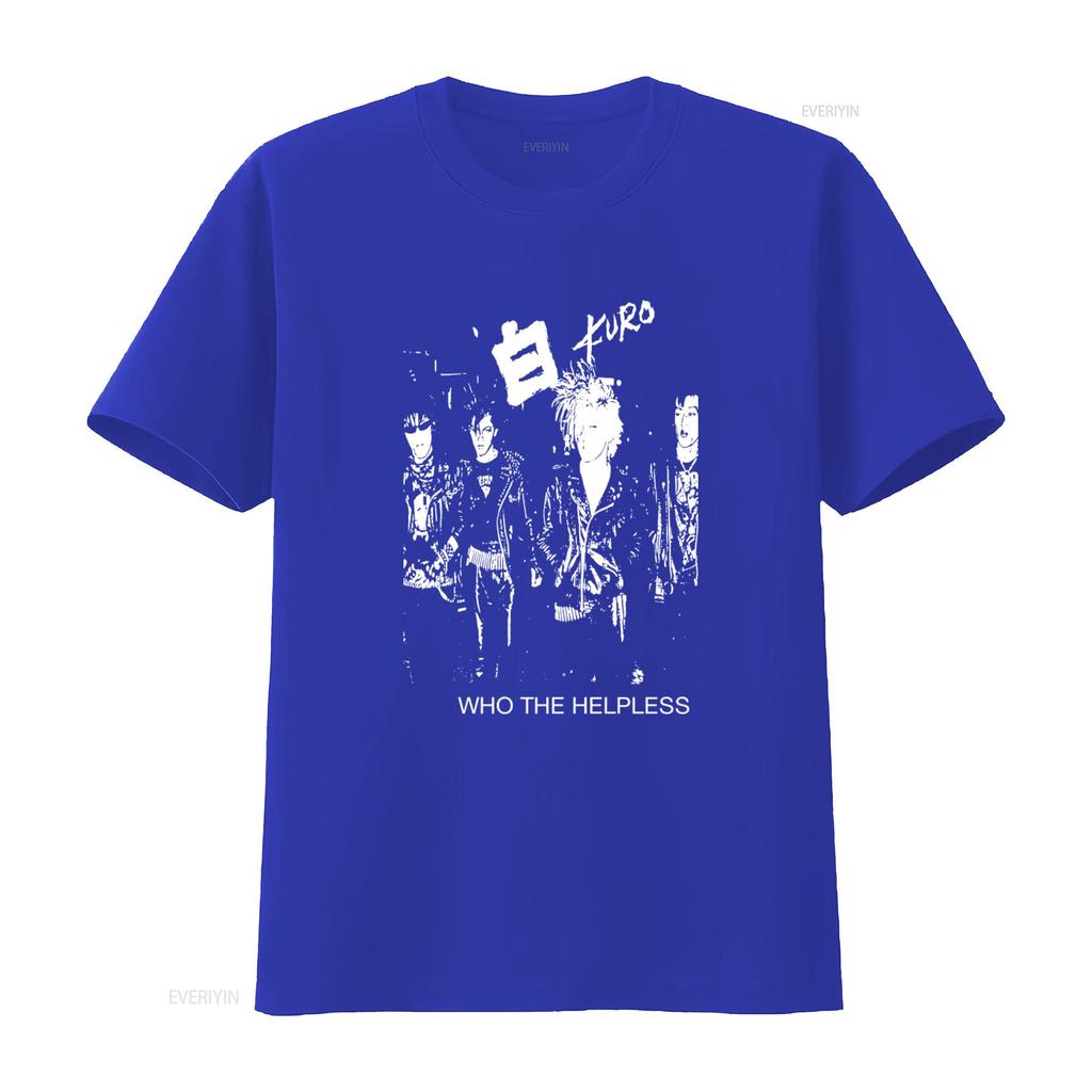 Kuro Who The Helpless Punk Rock Band Print T Shirt for Men Stylish and Edgy Design vintage Washed Versatile Casual