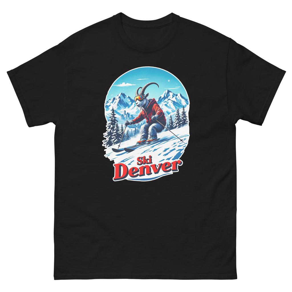 Ski Denver Mountain Goat Skiing Skier Animal T-Shirt