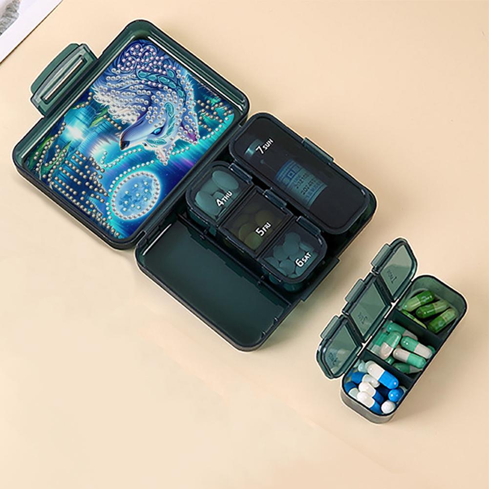 Алмазная мозаика Мини-коробочка для таблеток Дорожная портативная коробка для хранения Прямоугольная коробочка для лекарств Алмазная живопись Сделай сам Блестящая таблетница Пастилки
