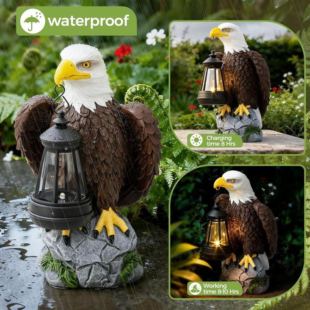 Waterproof Eagle Garden Statue Weather-Proof Bird Sculpture Ornament Garden Decor