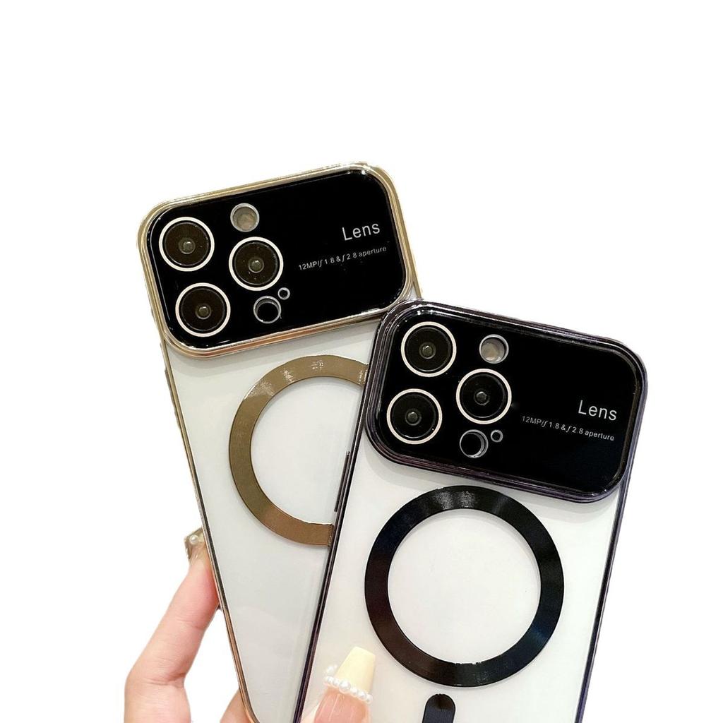 Применимо к iPhone 15 Гальванизированные Большие Окна Apple 14pro с Магнитным Хвостом 1312 Прозрачный Противоударный Защитный Чехол