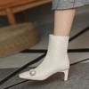 Обувь Белые женские ботильоны со стразами Короткие туфли для женщин Элегантные на среднем каблуке Ботильоны из искусственной кожи Новые рок-н-ролльные горячие Y2k