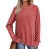 Women's Winter Color-Block Printed Lightweight Brushed-Cotton Round Neck Top