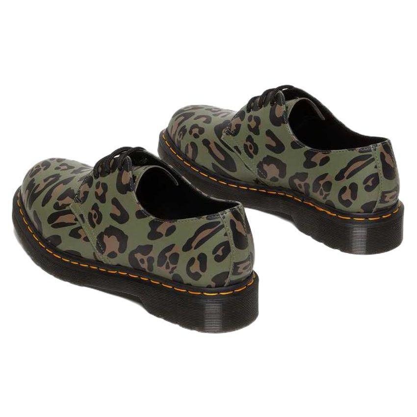 Dr. Martens Кожа Мода Леопардовый Принт Низкие Повседневные Кроссовки Унисекс Повседневная Обувь Хаки-Зеленый 27686384