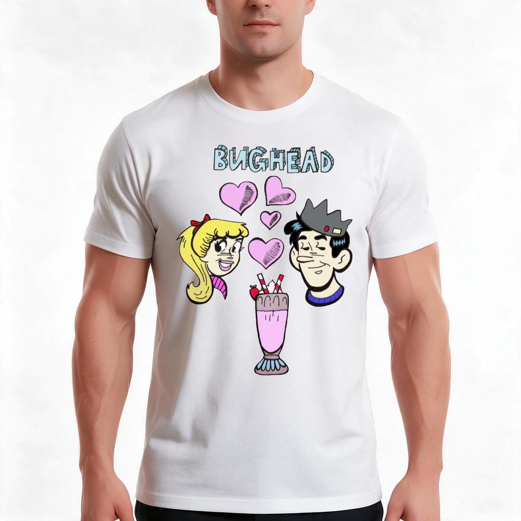 Bughead Comic Design Tshirt Summer Casual Cotton Tee Oversized Streetwear Tops Vintage Graphic Print Loose Fit Short Sleeve