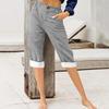 Fashion Pants For Women Solid Color Cotton Linen Fashion Loose High Waist Casual Cropped Pants