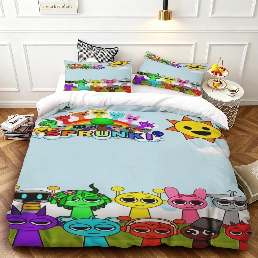 2026 NEW Teens Gifts Duvet Cover Set Game Sprunki Cartoon Bedding Set Quilt Cover Skin-friendly and Breathable for Bedroom Home