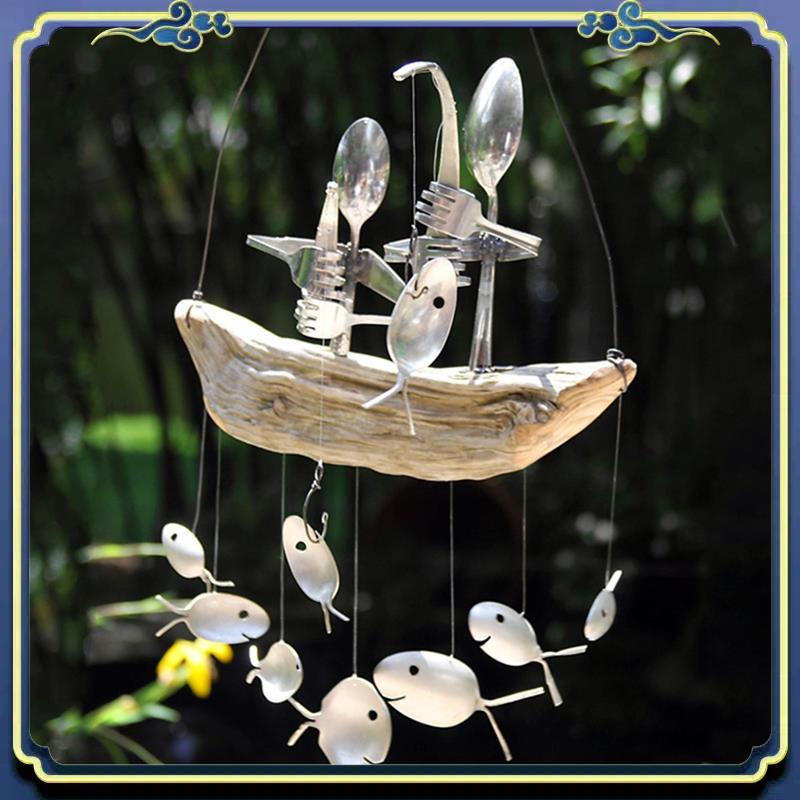 Latest Handcrafted Fisherman's Spoon Fish Sculpture Wind Chime Spoon Fish Sculptures Windchime Outdoor Home Garden Decor