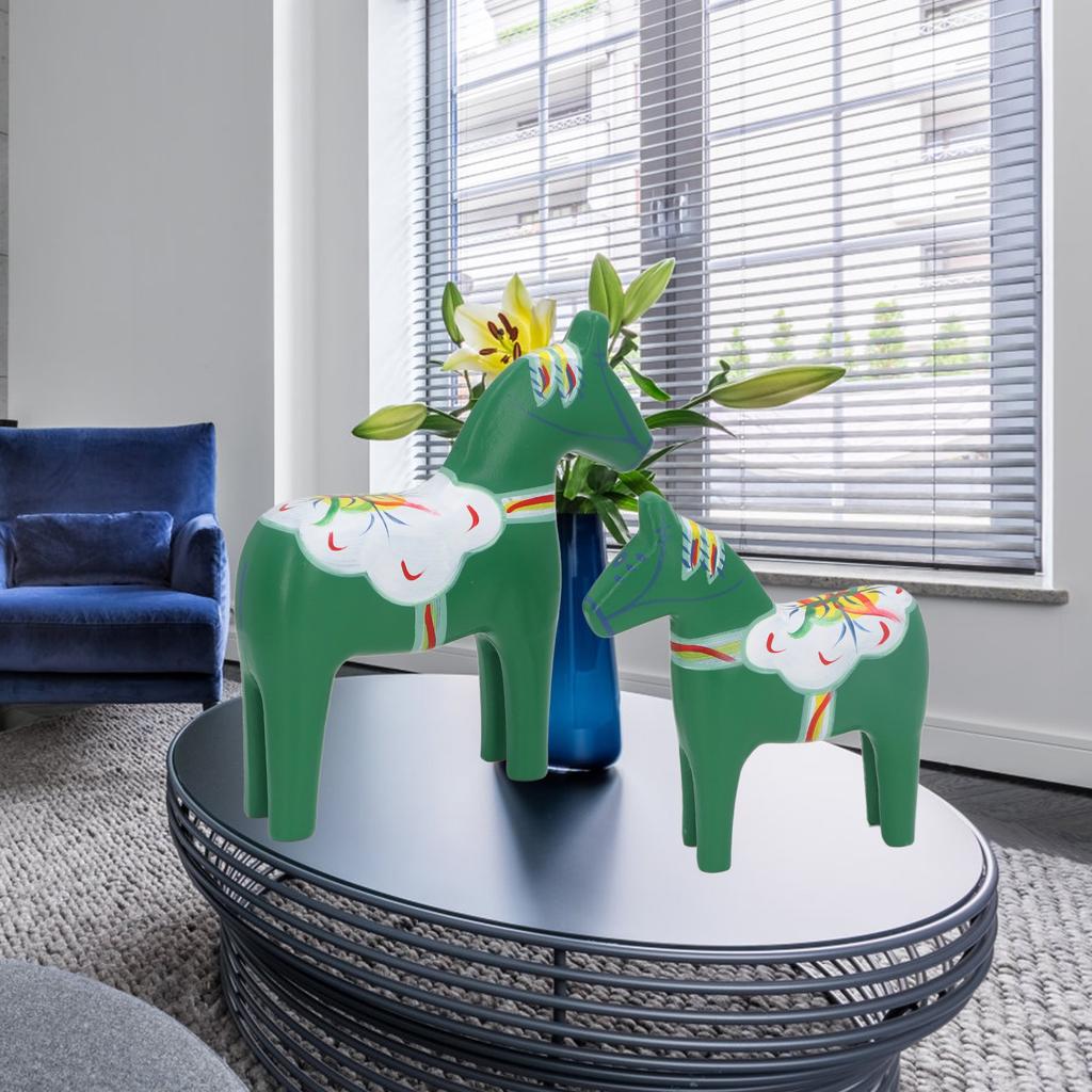 1 Pair Swedish Dala Horse Decor Wooden Traditional Painted Dalecarlian Horse Statue Figurine Home Ornament Handicraft