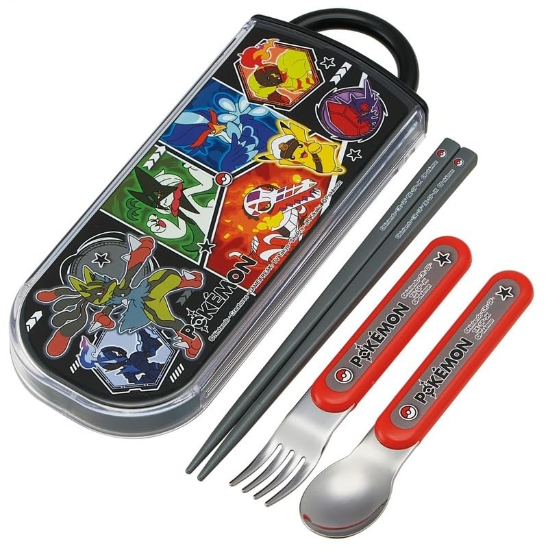 Skater Lunch Box Chopsticks Trio Set Pokemon Design 26 Boys Children's (Chopsticks, Spoon, Fork) 16.5cm TACC2-A