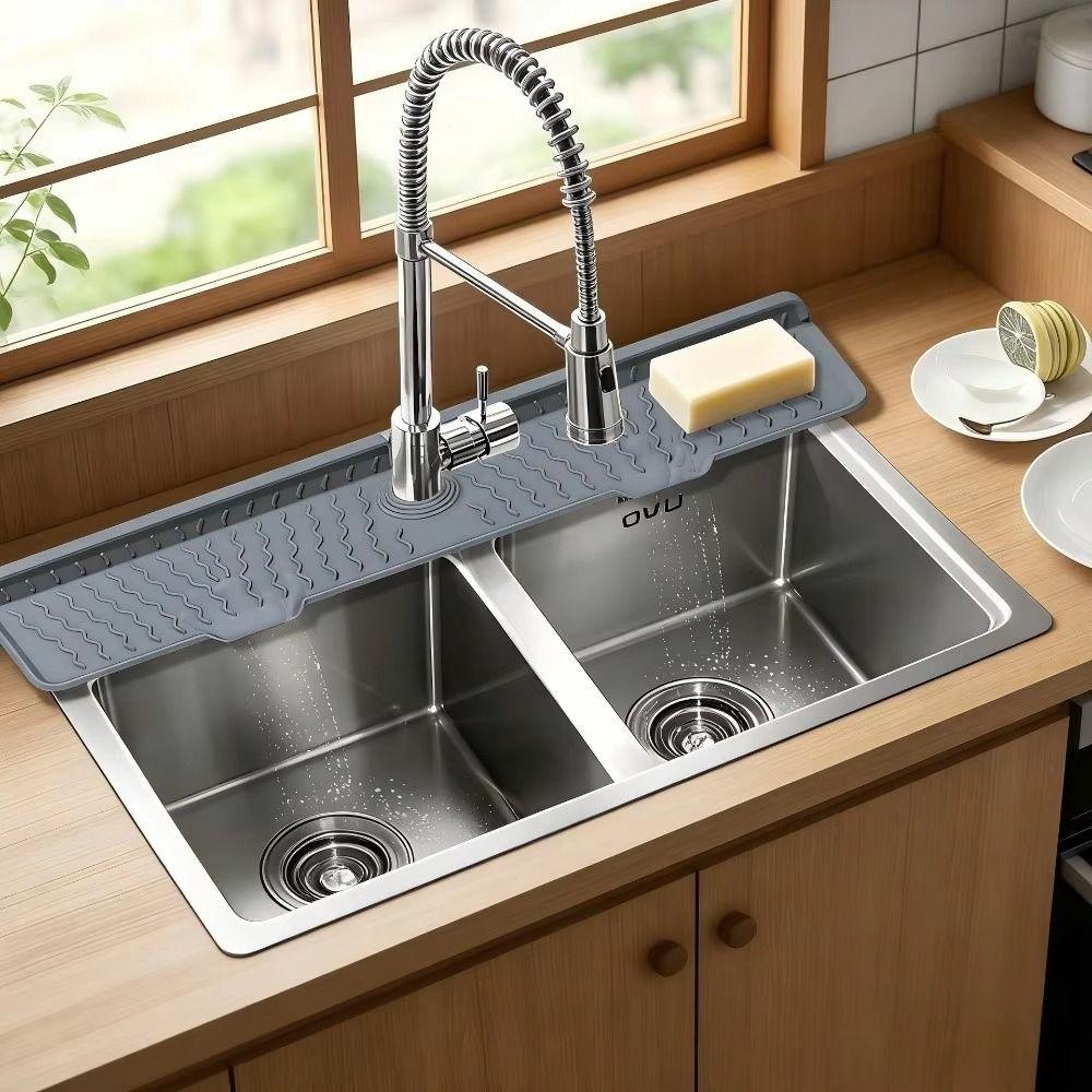 S/M/L Silicone Faucet Mat Rectangular Water Drip Catcher Tray Kitchen Accessory