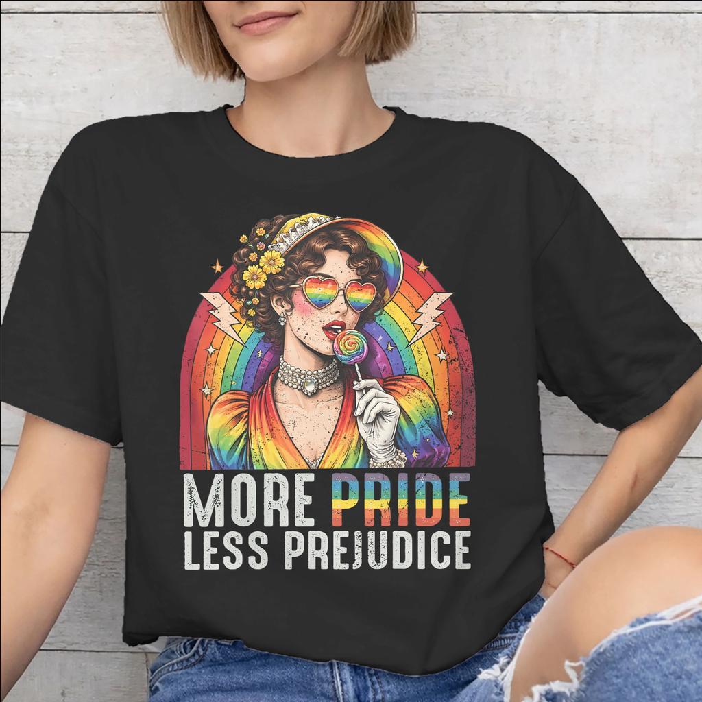 More Pride Less Prejudice Tee Shirt for Unisex Unisex Fashion T Shirts 100 Cotton Clothes
