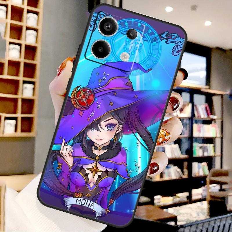 Genshin impact Mona For Xiaomi Redmi Note 14 Pro 9 10 11 12 13 15 Pro Plus Case For Redmi 15 15C 14C 12C 10C 13C