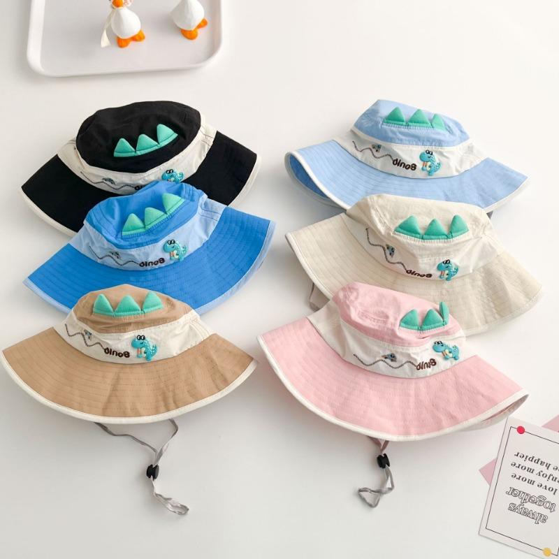 Kids Summer Hat 50-54cm Thin Cartoon Fisherman Cap Boys Girls Cute Dinosaur Sun Hat Breathable Mesh Panama Hat Toddler Baby