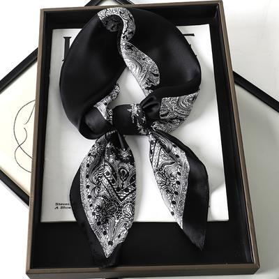 InjSatin Women's Hair Scarf, Printed Square Handkerchief, Head Bandana, Small Neck, Silencer, Hijab, Lady, Girl, 70x70cm