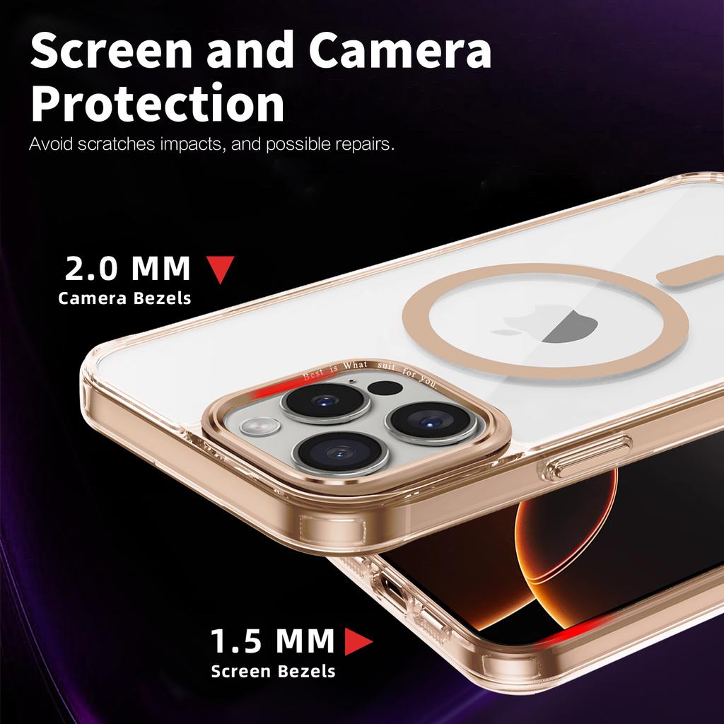 Роскошный прозрачный чехол Desert Gold для iPhone 16 15 14 13 12 Pro Max 16 Plus, акриловый прозрачный чехол TPU Magsafe Magnetic Phone Cover