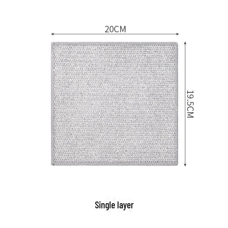 Двусторонняя кухонная тряпка из серебристой стальной проволоки: Замена стальной ваты на антипригарное масло, скребок для кухонных плит и кастрюль.