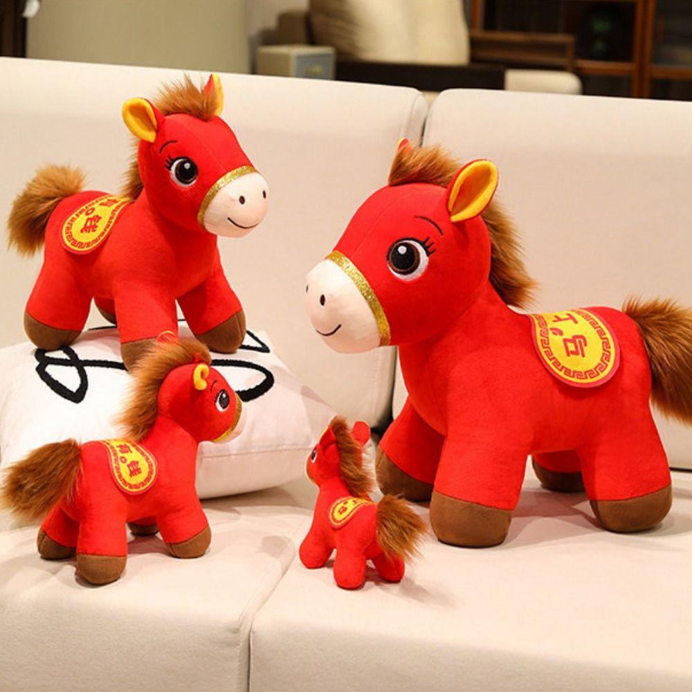 2026 Horse Year Zodiac Horse Figurine Letter Print Horse Stuffed Animal  Home Decor