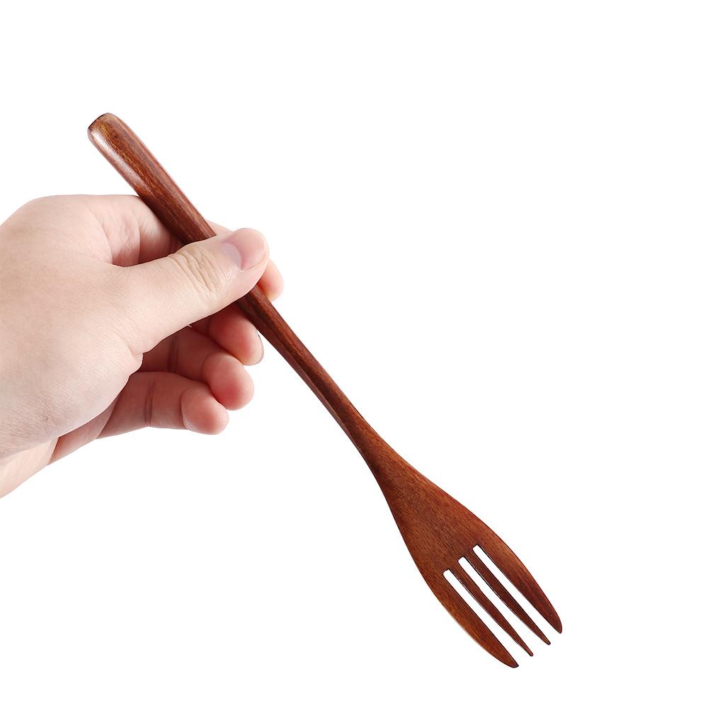 Kitchen Kids Japanese Style Cooking Eco-friendly Natural Wooden Forks Tableware Cutlery Dinnerware