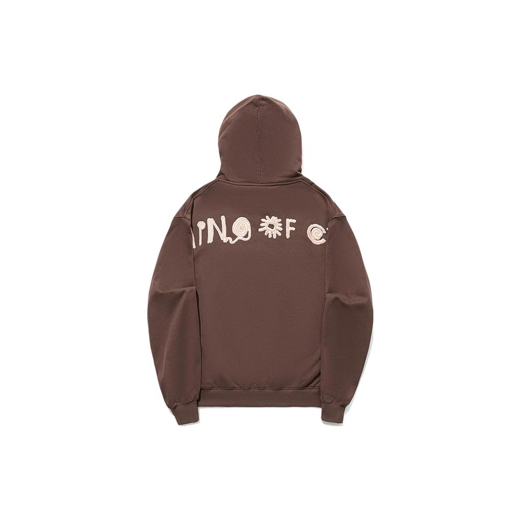 Li Ning Graphic Print Hooded Sweatshirt Unisex Sweatshirt Brown AWDT703-3