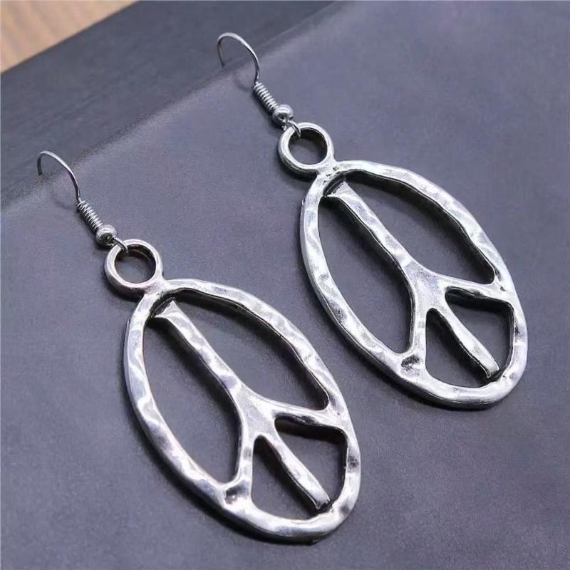 1 пара ретро серег-подвесок со знаком мира, минималистичный овальный дизайн с символом, подходят для повседневной носки и в качестве подарка, модный ювелирный аксессуар для женщин