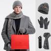 Christmas Hat, Scarf, Gloves, Water Cup Four-piece Set, Winter Velvet Warm Knitted Hat, New Year's Gift Box.