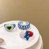 Adjustable Opening Finger Ring Dopamine Heart Ring Fashionable Glaze Ring  Cute Ring For Girls