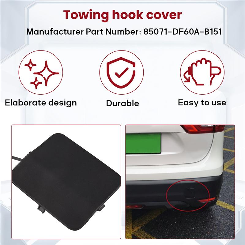 Rear Bumper Tow Hook Eye Cover Trim Trailer Cover Cap For Nissan Qashqai 2018 2019 85071-DF60A-B151-A99D