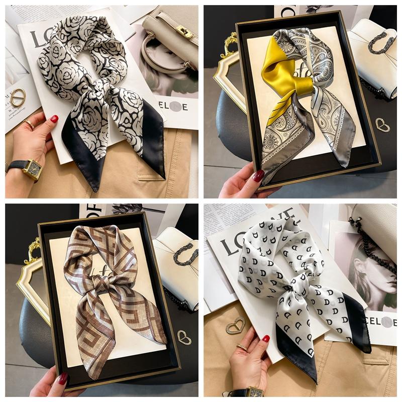 70*70cm Printed Square Scarf Women Kerchief Hairband Neckerchief Head Hijab Lady Headband Foulard Bag Ribbon