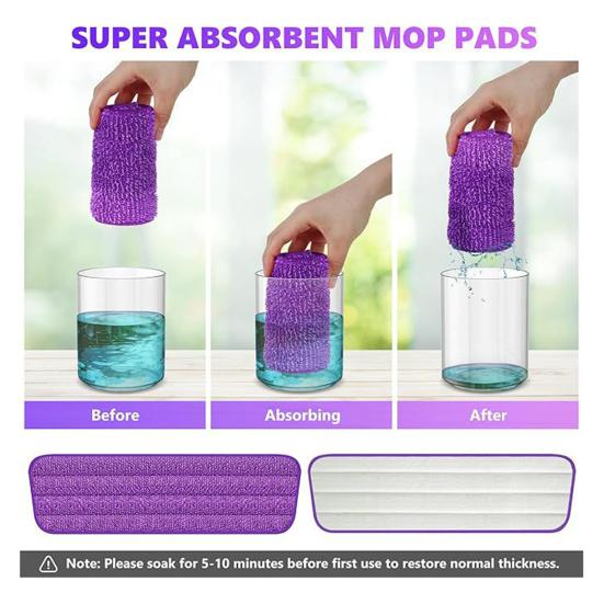 1/4 шт. Насадка для швабры Эффективная производительность Влажная/Сухая уборка Тряпки для мытья пола Удаление шерсти домашних животных Насадка для швабры из микрофибры для Swiffer PowerMop