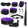 BDSM Bondage Bundle Set Leather Plush Blindfold Handcuffs Whip Nipple Clip Adult Sex Toys Women Erotic Restraint Game Kit