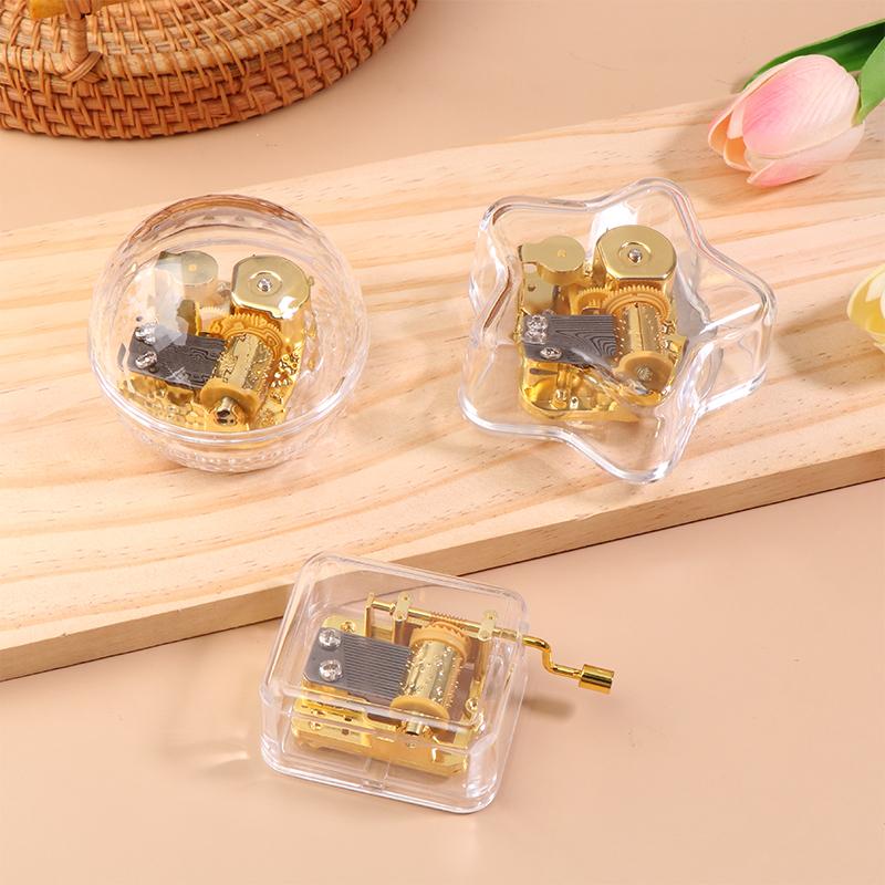 Креативный ручной музыкальный футляр, мини-акриловый прозрачный металлический механизм, октавная коробка, украшение для дома и автомобиля, подарки на день рождения для пары