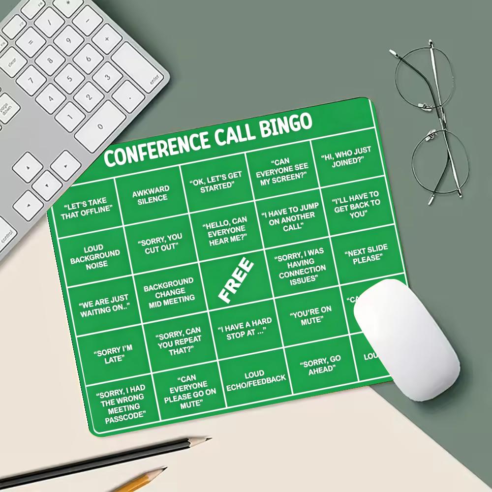 Conference Call Bingo small Gaming Mouse Pad Non-Slip Rubber Base Desk Mat Stitched Keyboard Pad for Office Accessories 450X400