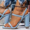 Spring and Summer Footwear Plus Size Women's Shoes High Heels Open-toed Women's Sandals Square-toed Sandals