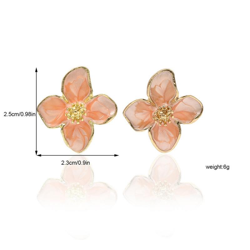 Elegant Flower Stud Earrings for Women,Trendy Enamel Floral Jewelry,Minimalist Gold Tone Petal Earrings,Wedding Party Daily Wear