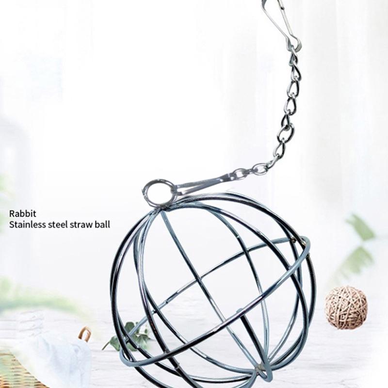 Stainless Steel Round Sphere Feed Dispense Exercise Hanging Hay Ball Guinea Pig Hamster Rabbit Pet Toy