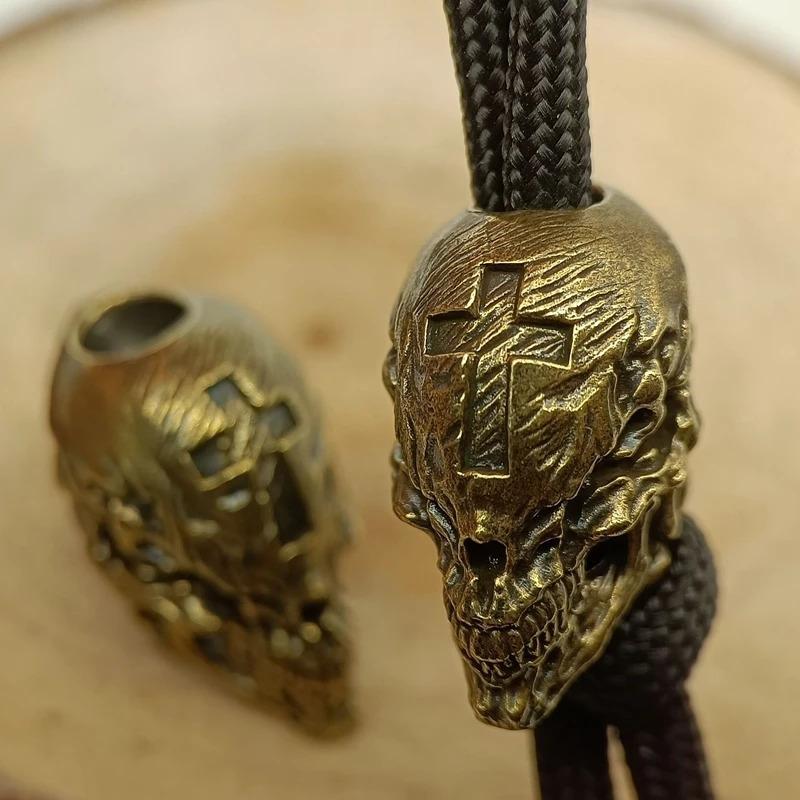 Череп Голова Латунные Бусины Нож EDC DIY Паракорд Плетеные Браслеты Шнурки Подвески Аксессуары Подвески для инструментов на открытом воздухе Безделушки