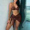 Женский купальник, сексуальный однотонный модный сплит-бикини, комплект из трех предметов