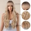 ALAN EATON Блондинка Длинные вьющиеся синтетические парики с челкой Ombre Blonde Highlight Wave Wig Натуральные женские повседневные волосы Высокая температура