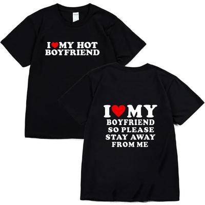 Винтажная забавная футболка с надписью «I Love My Hot Girlfriend Boyfriend» для пар, мужская хлопковая футболка для бойфрендов, повседневная спортивная уличная одежда