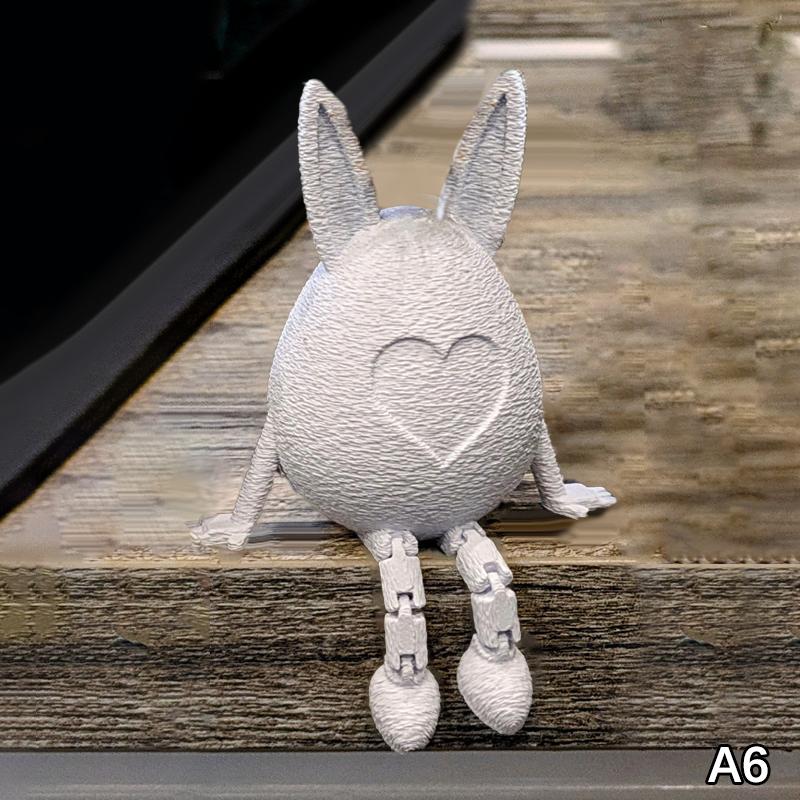 1Pc 3D Easter Rabbit Egg Ornament with Movable Joints Articulated Easter Statue for Home Office Decor Perfect Gift Idea