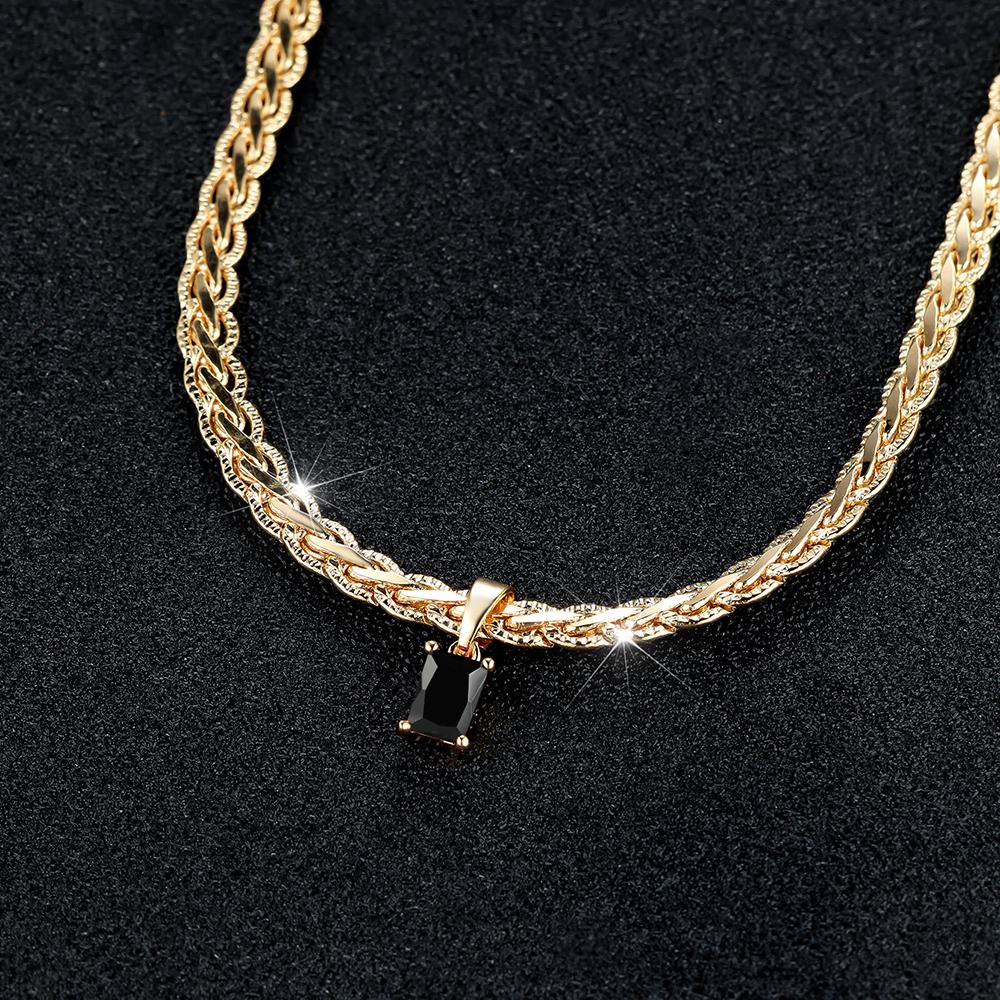 Роскошное золотого цвета, прямоугольная цепочка с подвеской, ожерелье для женщин, свадебные украшения, подарки