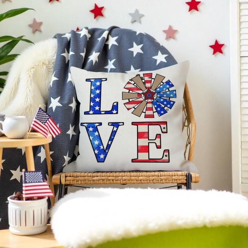 Summer Independence Day Series Throw Pillow Cases Linen Print Living Room Sofa Decorative Cushions