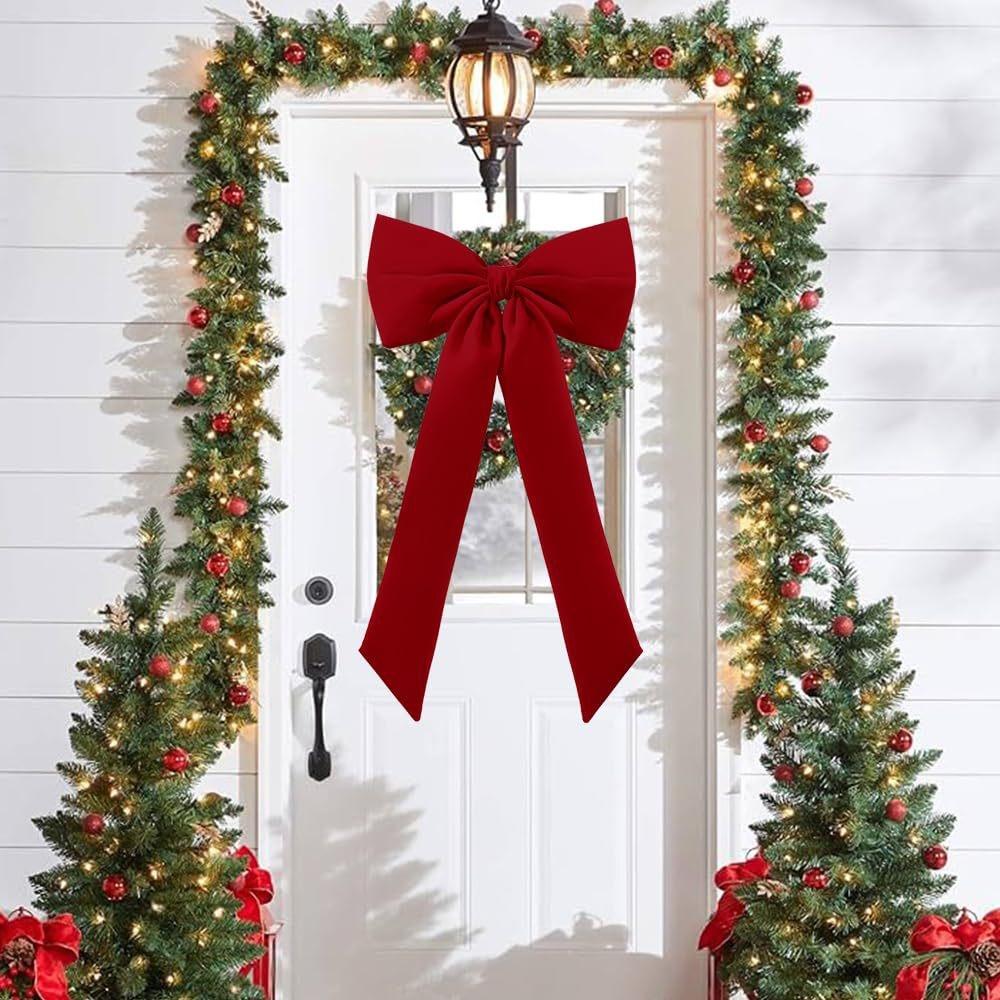 Extra Large Red Velvet Bow Christmas Tree Topper Bows DIY Wreaths Wedding Xmas Party 2025 Christmas Decoration New Year Supplies